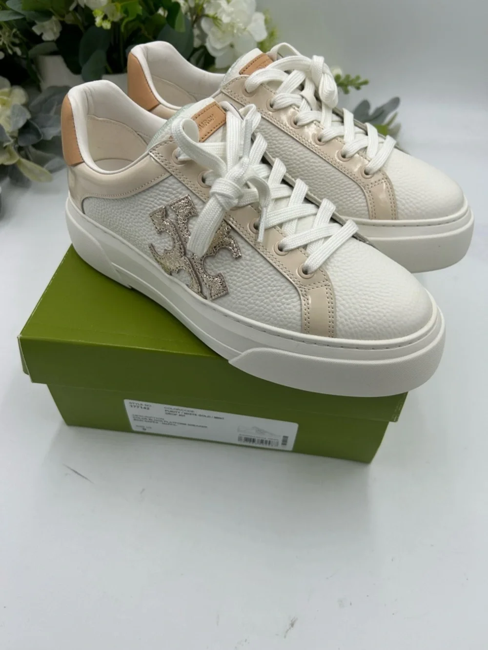 Women's Tort Burch color block signature leather platform sneakers size 9